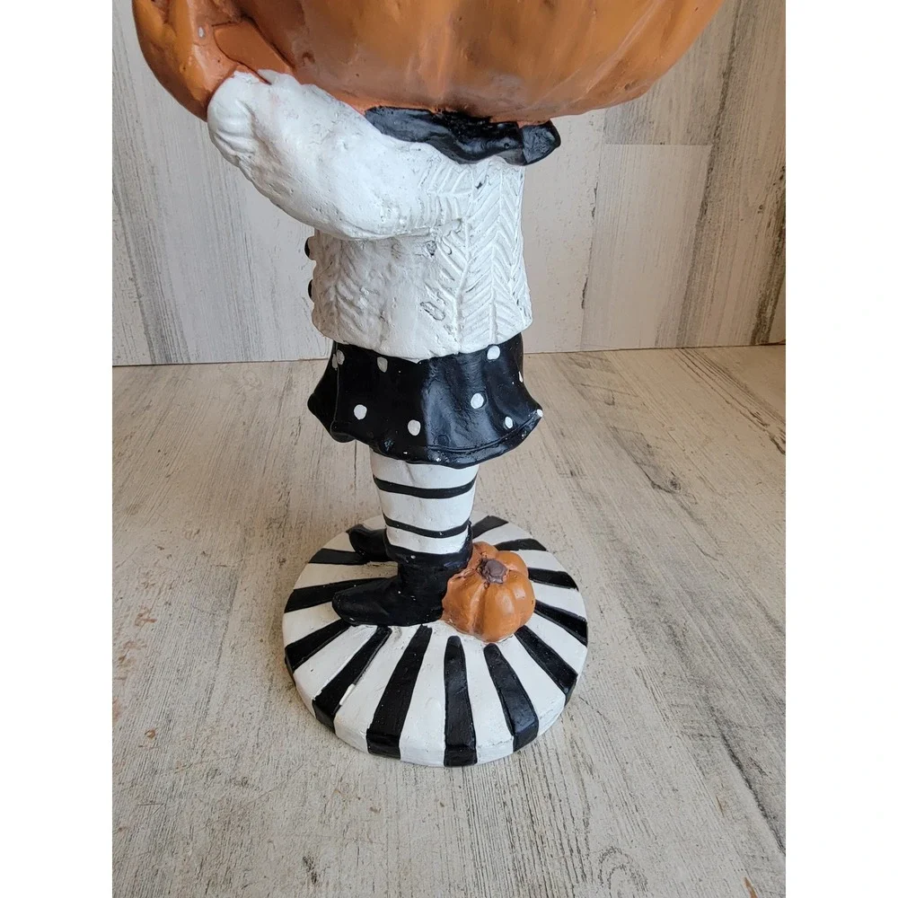 Folk art pumpkin man candy holder head Halloween unique home decor